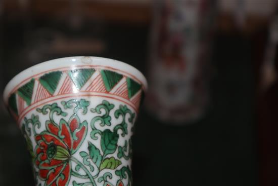 A Chinese famille verte vase and famille rose vase, 18th/19th century